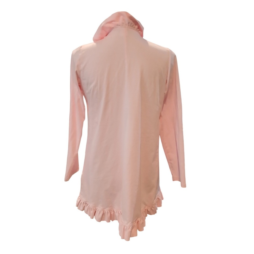Mia Belle Large Pink Ruffle Open Front Cardigan Button Trim Long Sleeve Fairy - Picture 6 of 11